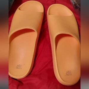 Orange Slippers with Contoured Sole and Wide Strap
